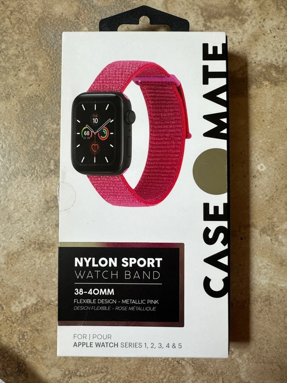 Case-Mate Metallic Pink Nylon Sport Watch Band for Apple Watch (38-40mm)